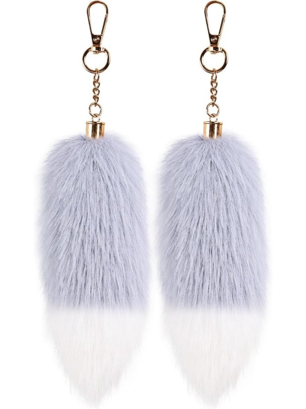 2 Pcs Blue Lightweight Fox Fluffy Plush kawaii Tail Keychain for Bag Charm